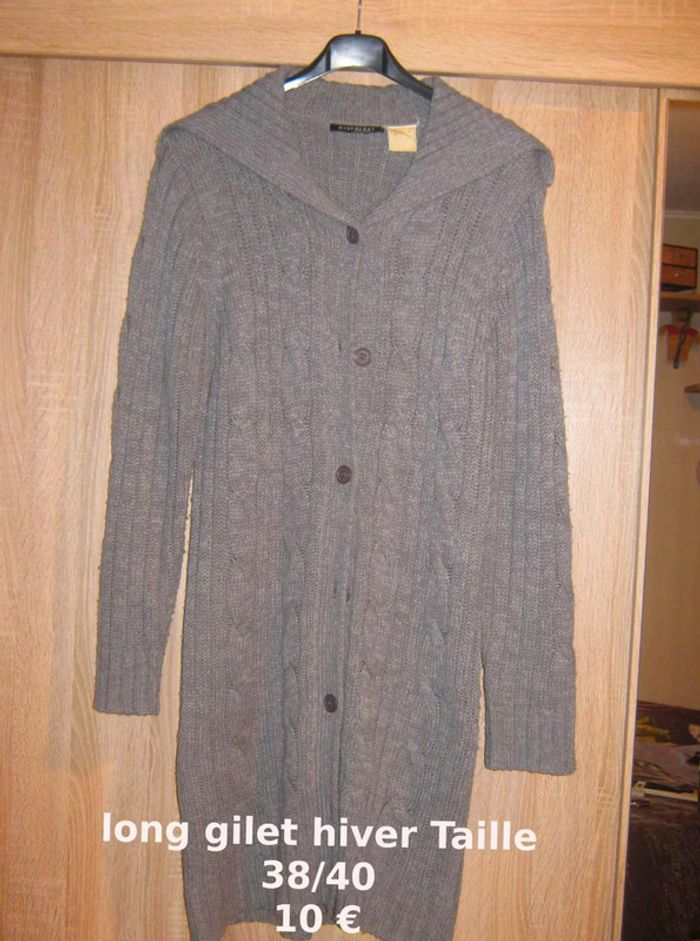 Long gilet hiver gris Taille 38/40