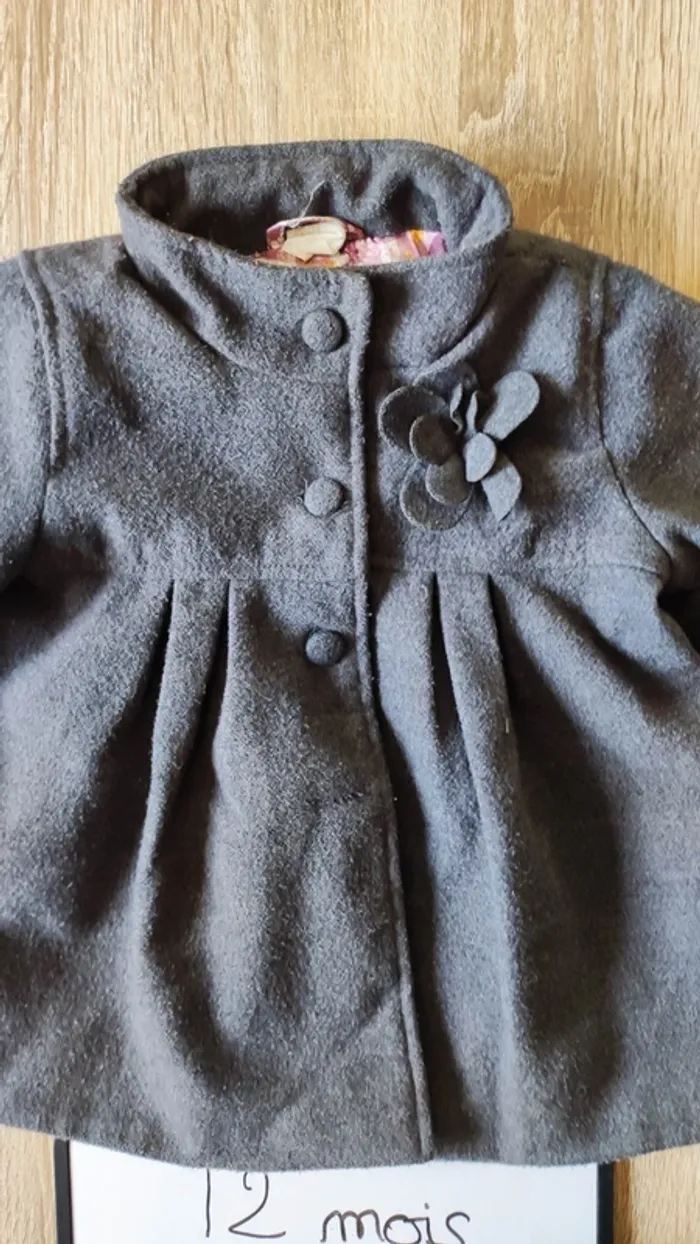 manteau gris taille 12 mois - photo numéro 2