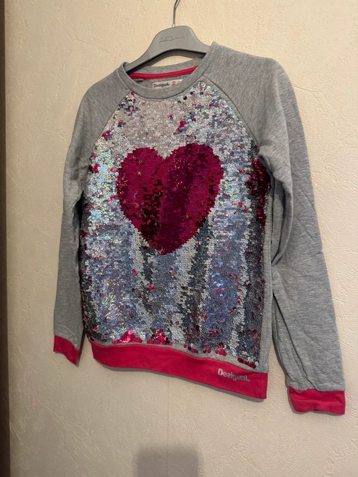 Sweat sequins magique imprimée à cœur fille 11-12 ans Desigual - photo numéro 3