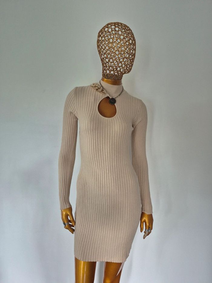 Robe Courte Manches Longues Beige Femme Taille Unique