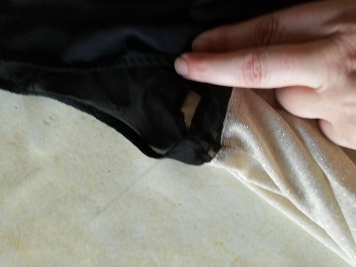 Top t. M Etam. Voile noir et tissu beige irisé. - photo numéro 8