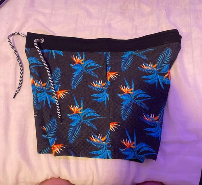 Maillot de bain à lacets homme noir avec des palmiers bleu et orange sun project beachwear - photo numéro 4
