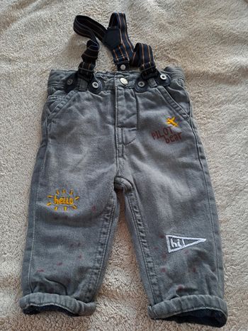Pantalon jean polaire avec bretelle 6mois