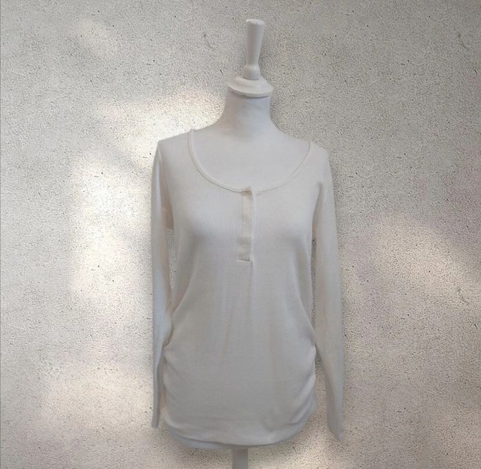 T-shirt de grossesse blanc manches longues taille L