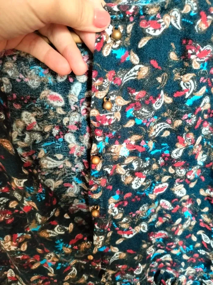 Robe large bleu marine à motif - photo numéro 2