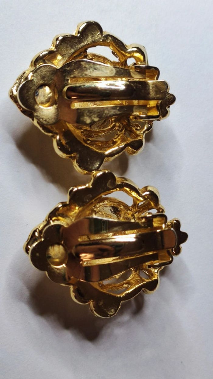 Clips d'oreilles vintage rose dorée - photo numéro 4