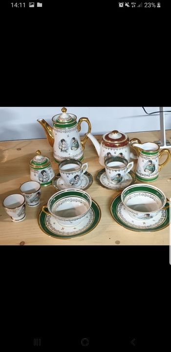 Service à thé porcelaine de luxe Napoléon et Joséphine