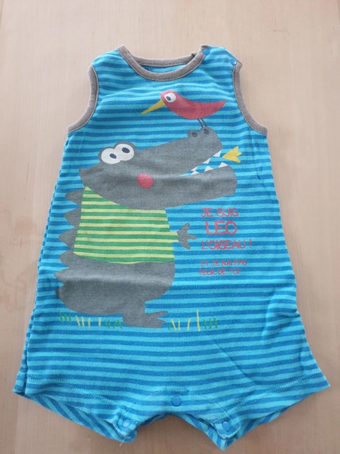 Barboteuse 12 mois crocodile bleue