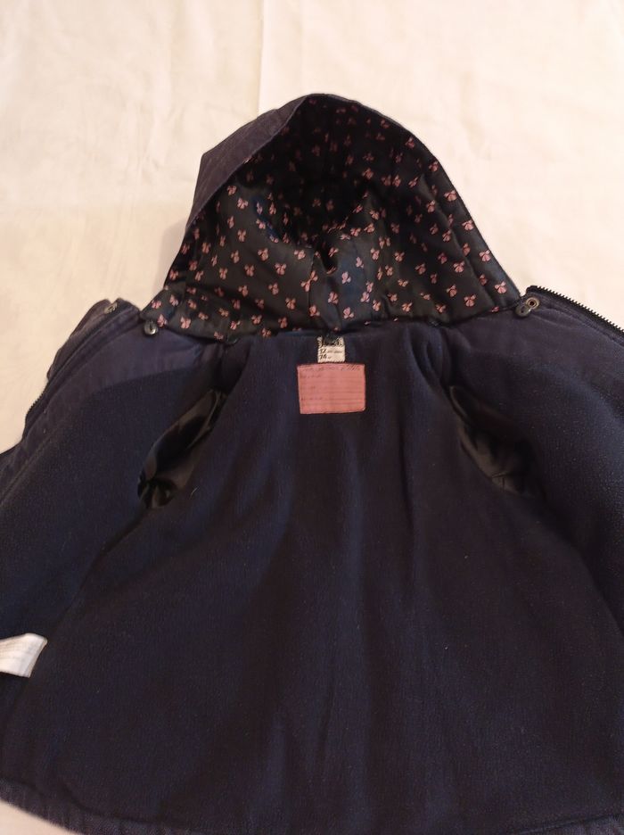 Manteau pour fille couleur bleu foncé âge 12 mois 74 cm avec capuche amovible manteau à fermeture doubler doudoune - photo numéro 5
