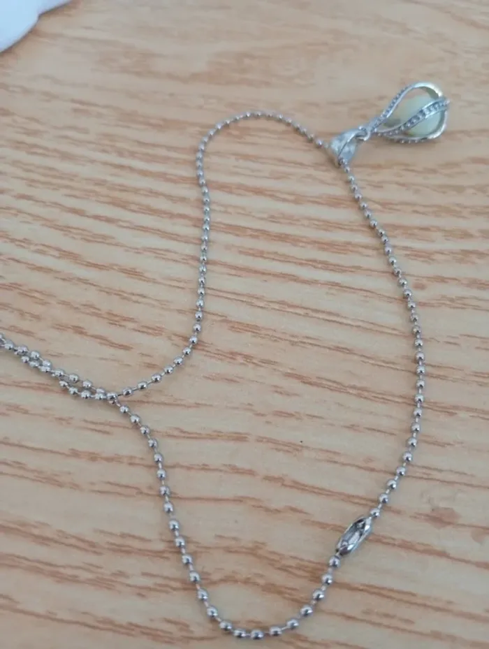 Solde 💝 Collier chaine spirale larme lumineuse phosphorescente en résine pierre naturelle citrine - photo numéro 3