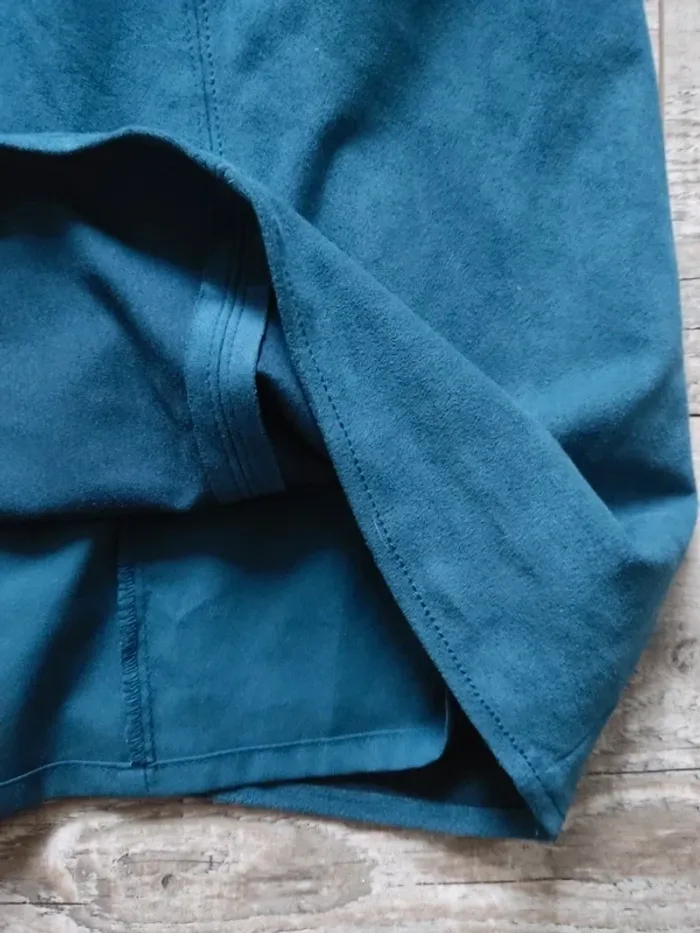 Robe mi-longue manches courtes suédine bleu canard taille 42 Esprit - photo numéro 6