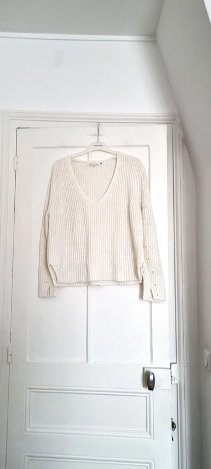 Pull blanc col v 36/38 h&m - photo numéro 5