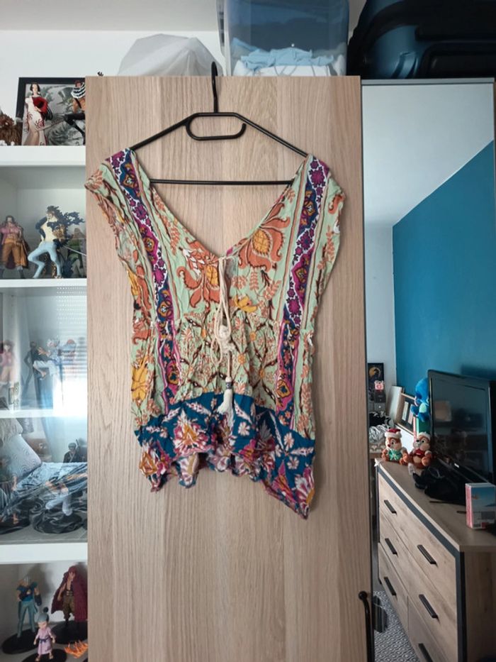 Top blouse Fleuri multicolore - Taille XS 34 - photo numéro 2