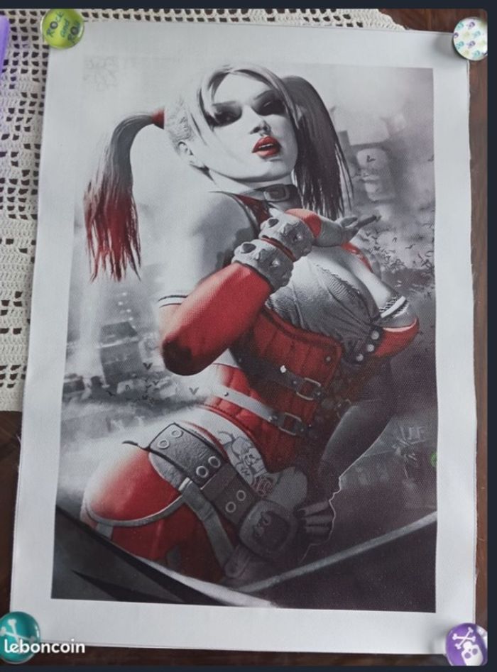 3 petites affiches Harley Quinn, blanc noir rouge - photo numéro 3