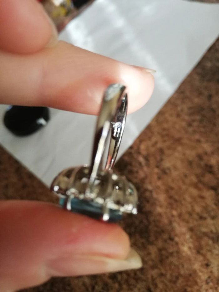 Sublime bague vintage plaquée rhodium topaze - photo numéro 5