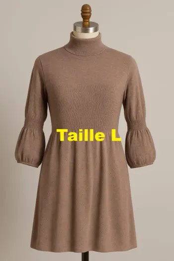 Robe avec col roulé beige marron Naf Naf Taille L