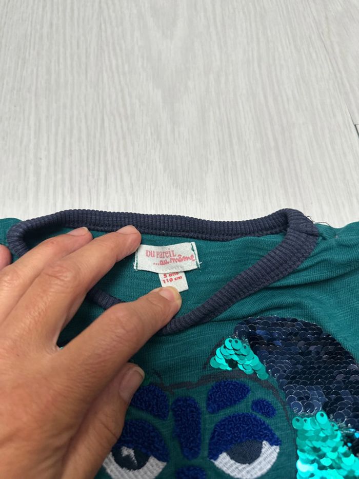T-shirt vert, sequin, réversible du pareil au même cinq ans - photo numéro 3