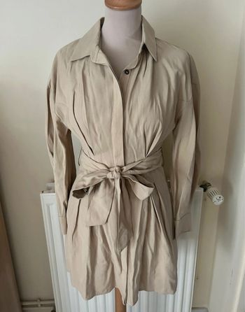 Robe chic à manches longues et ballons, beige, Zara