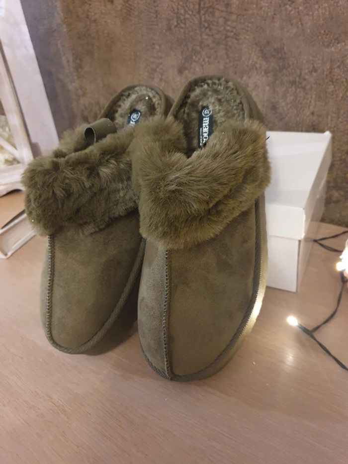 Bottines / chaussons vert armée Manoukian t39 - photo numéro 4