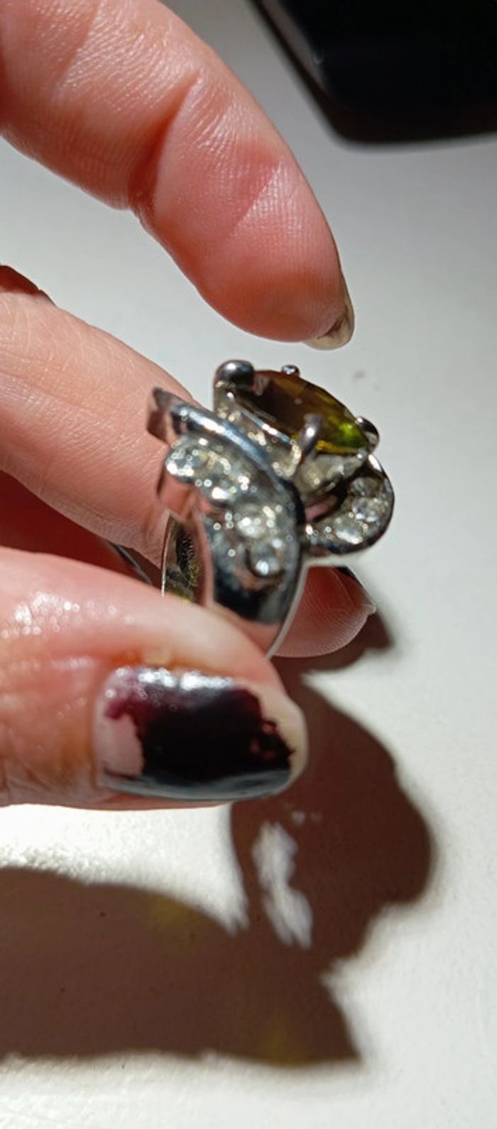 Bague fantaisie pierre kaki - photo numéro 5