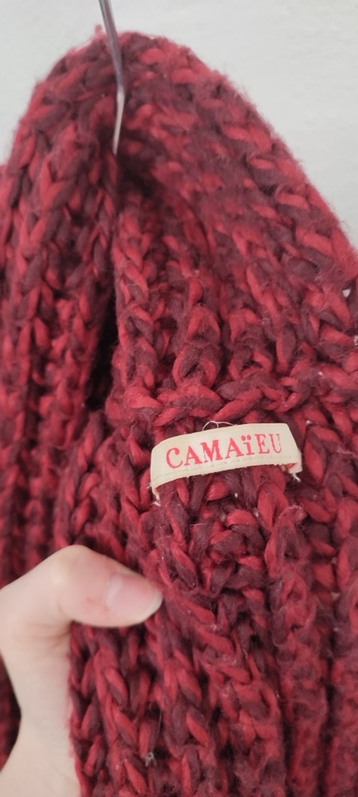 Snood rouge bordeaux en maille Camaïeu - photo numéro 3