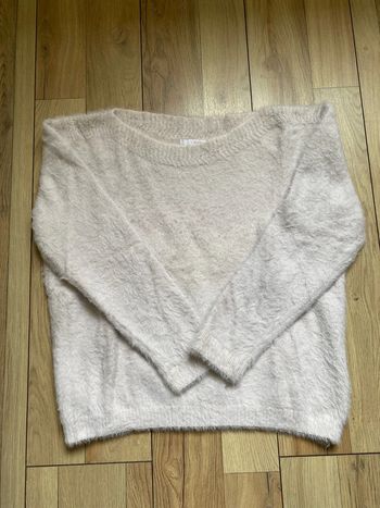 Pull rose pale effet angora M