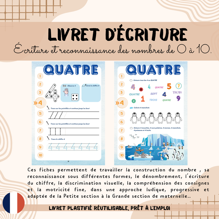 Mon livret d’écriture – Écriture et reconnaissance des nombres de 0 à 10 | PS – GS - photo numéro 2