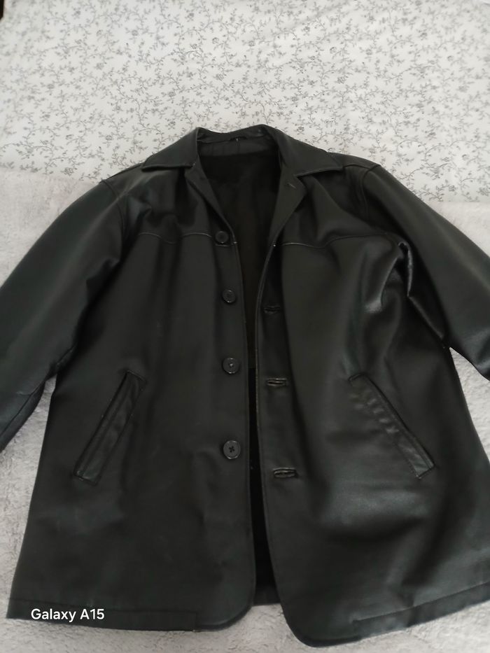 Vent veste en cuir noir