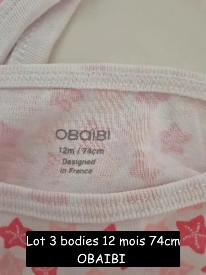 Collection 2025 🌸 3 bodies bretelles été Obaibi , Parfait état 🌸 12 mois 74 cm - photo numéro 4