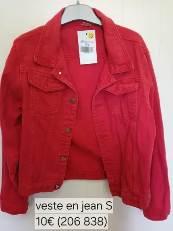 206838 veste en jeans rouge femme S