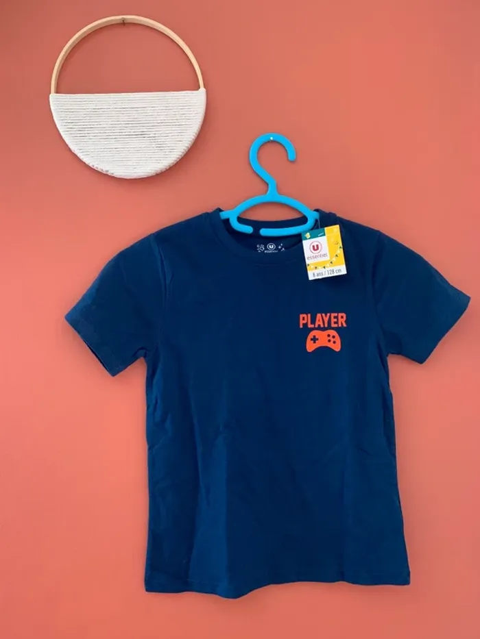 👕 T-shirt garçon - bleu marine – 8 ans / 128 cm – Neuf