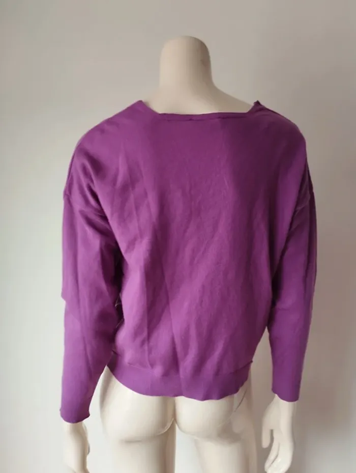 Pull col v violet Cache Cache taille XS - photo numéro 4