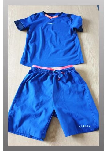Ensemble enfant short + tshirt Kipsta Decathlon 8ans bleu/orange