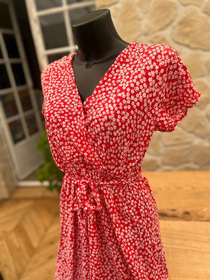 Robe longue rouge à fleurs été taille S M 36 38 juju s’amuse deluxe - photo numéro 3