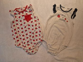 Lot de 2 combinaisons courtes en coton print fraises pour bébé fille 12 mois 74 cm