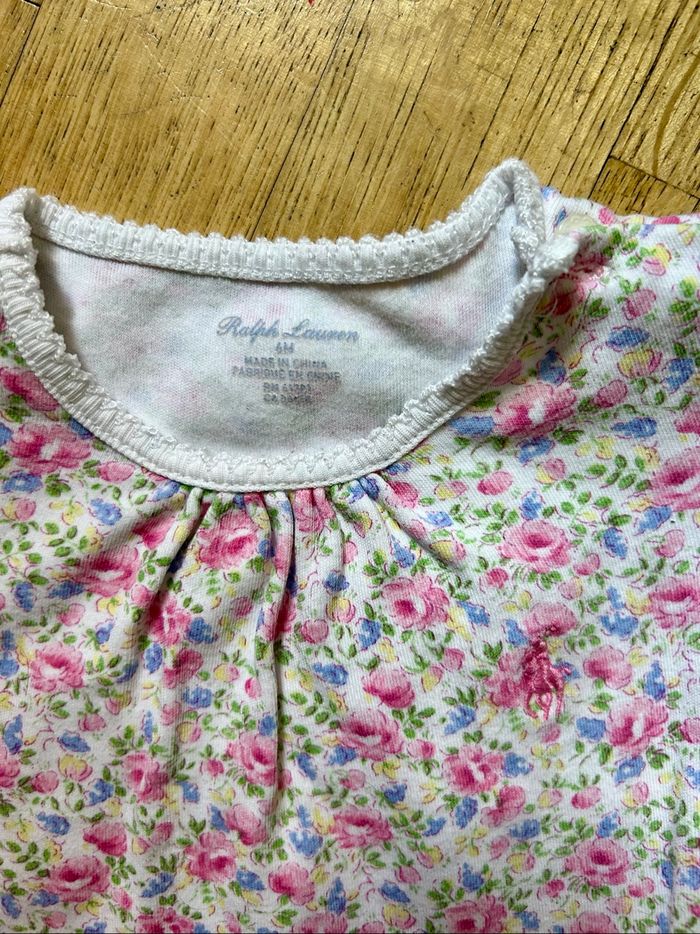 💖 Lot 2 Bodies Manches Courtes 6 Mois | RALPH LAUREN Fleuri + Message Mignon - photo numéro 7