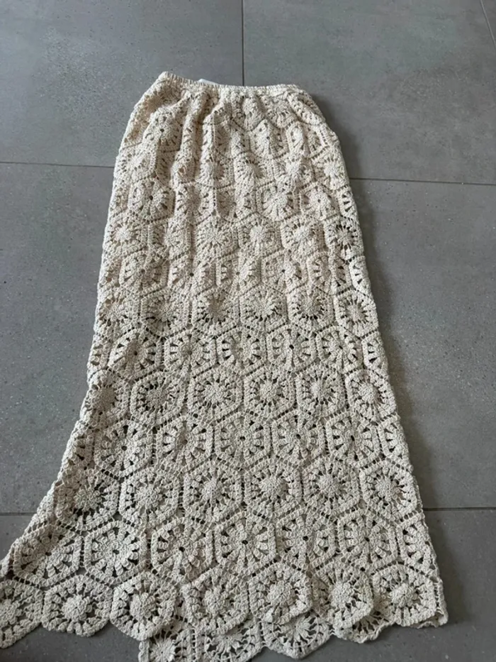Longue jupe beige Kouka, taille S/M, neuve élastique à la taille 105cm de longueur - photo numéro 3