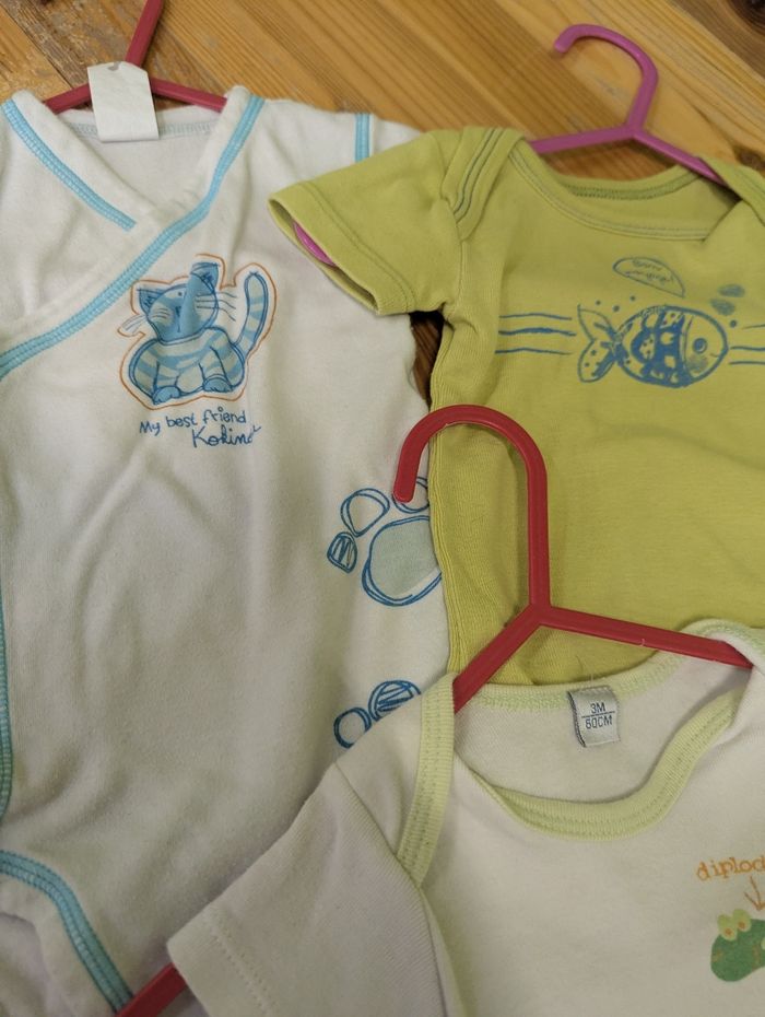 Lot 3 bodies manches courtes 3 mois - photo numéro 2