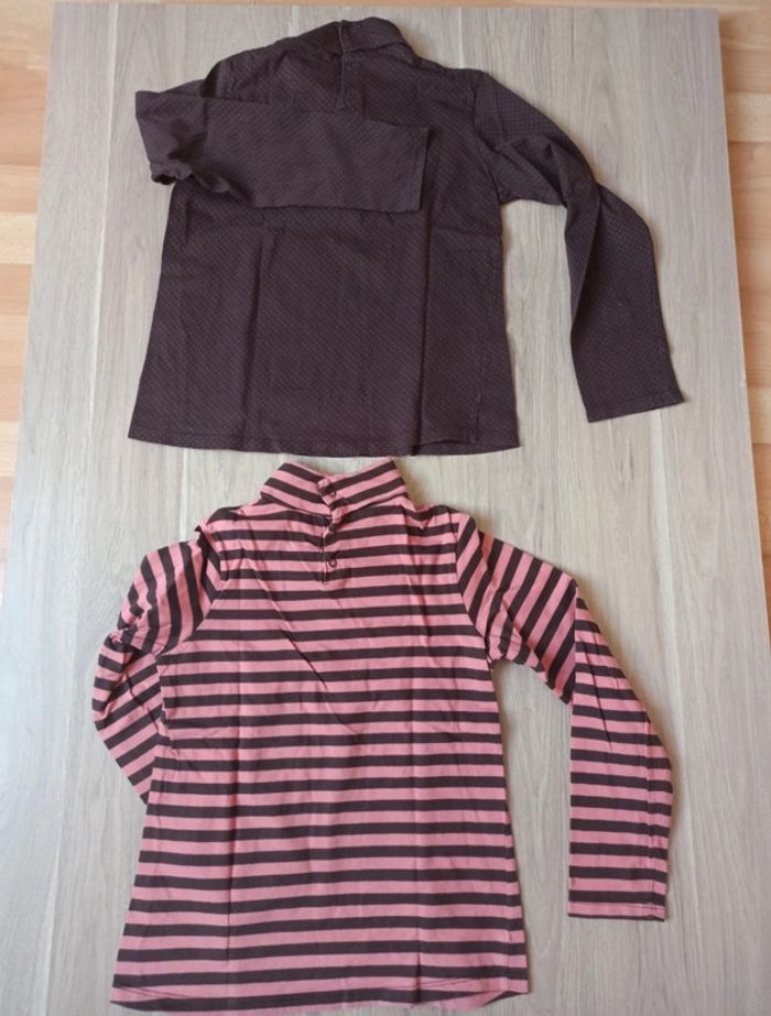 2 cols roulé marron rose pois rayures sergent major 10 ans - photo numéro 2