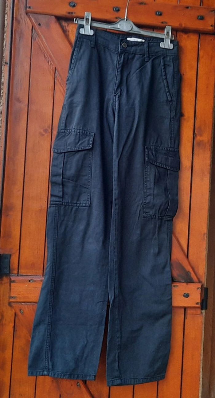 Pantalon cargo noir, fille, taille 32 - photo numéro 2