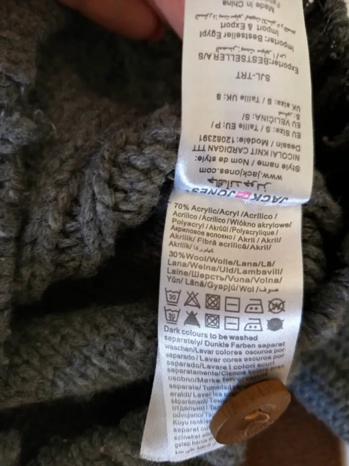 Gilet cardigan gris en laine Jack & Jones taille S - photo numéro 6