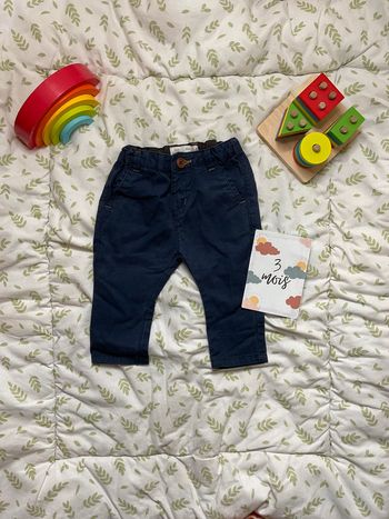 pantalon bleu marine taille réglable zara 3/6 mois