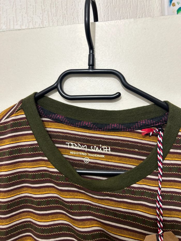 T-shirt marron à rayures Teddy Smith modern luxury 89 (S) 16ans - photo numéro 3