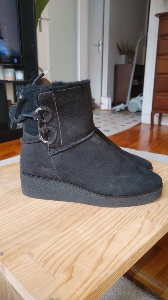 Boots bottine fourré véritable nubuk daim - photo numéro 3