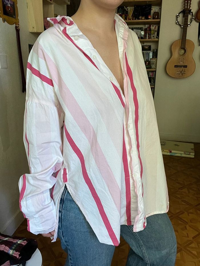 Chemise oversized rayée rose et blanche Lefties 36 - photo numéro 3