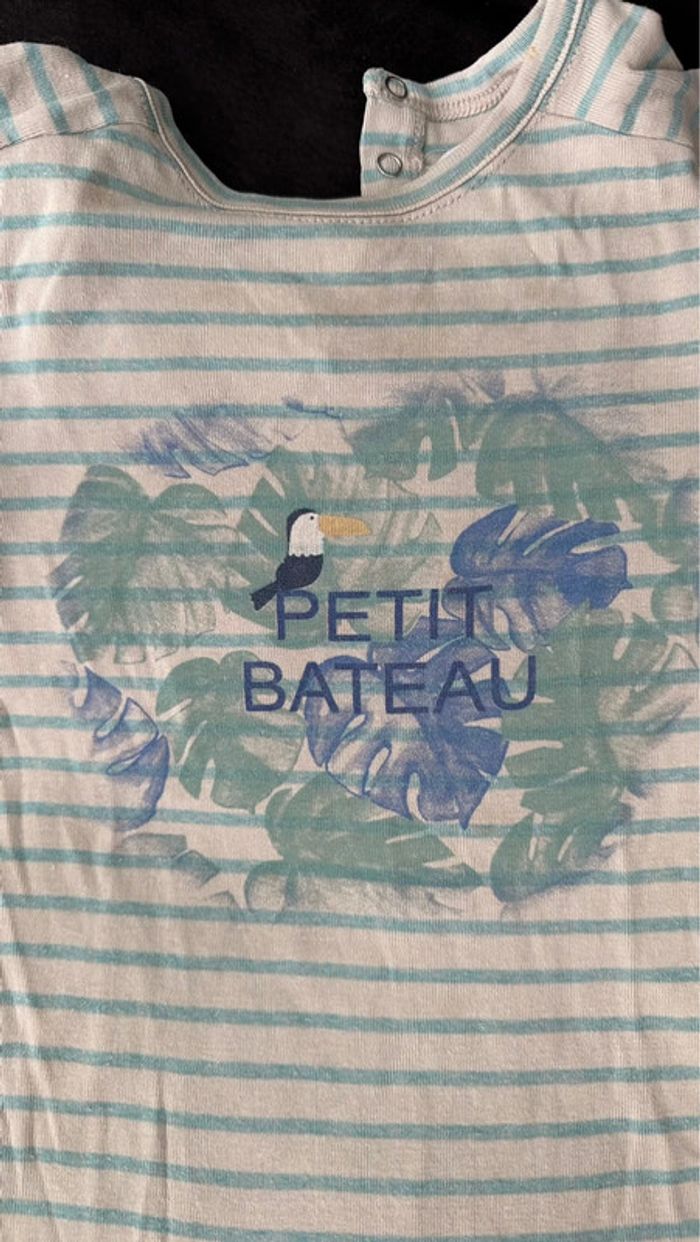 Combicourt marinière monstera Petit Bateau 18 mois TBE (8€) - photo numéro 2