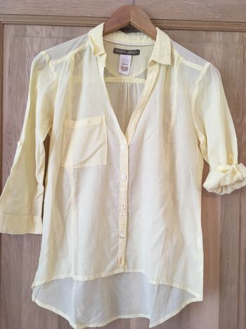Chemise manches 3/4 femme Bershka jaune