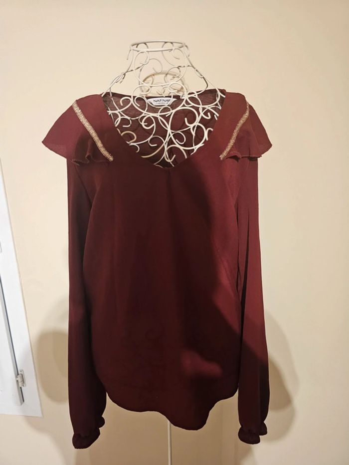 Blouse bordeaux doré naf naf