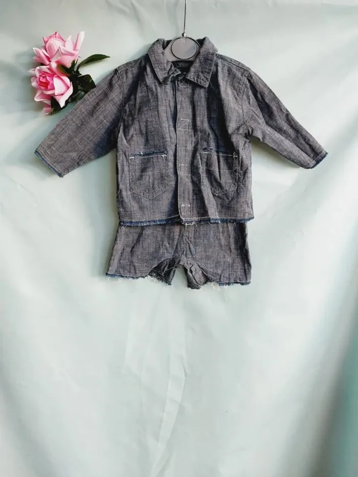 Ensemble veste salopette tissus léger 3 mois Contre Vents et Marée