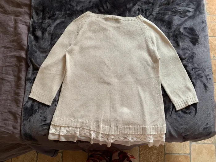 Pull crème en maille La Fée Maraboutée taille 2 - photo numéro 7
